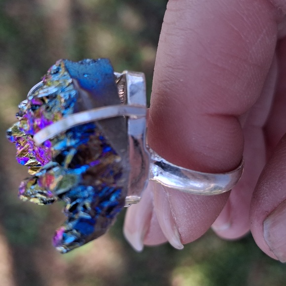 New Titanium Druzy 925 Silver Ring. - Picture 11 of 13